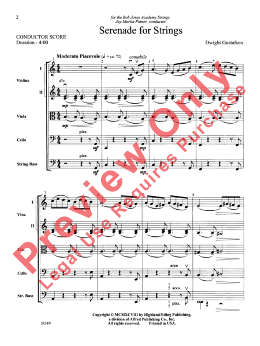 Serenade for Strings String Orchestra scores gallery preview page 3