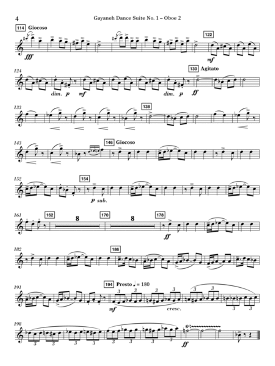 Gayenah Dance Suite No. 1 (Excerpts) (arr. Kenneth Snoeck) - Oboe 2 Concert Band scores gallery preview page 4
