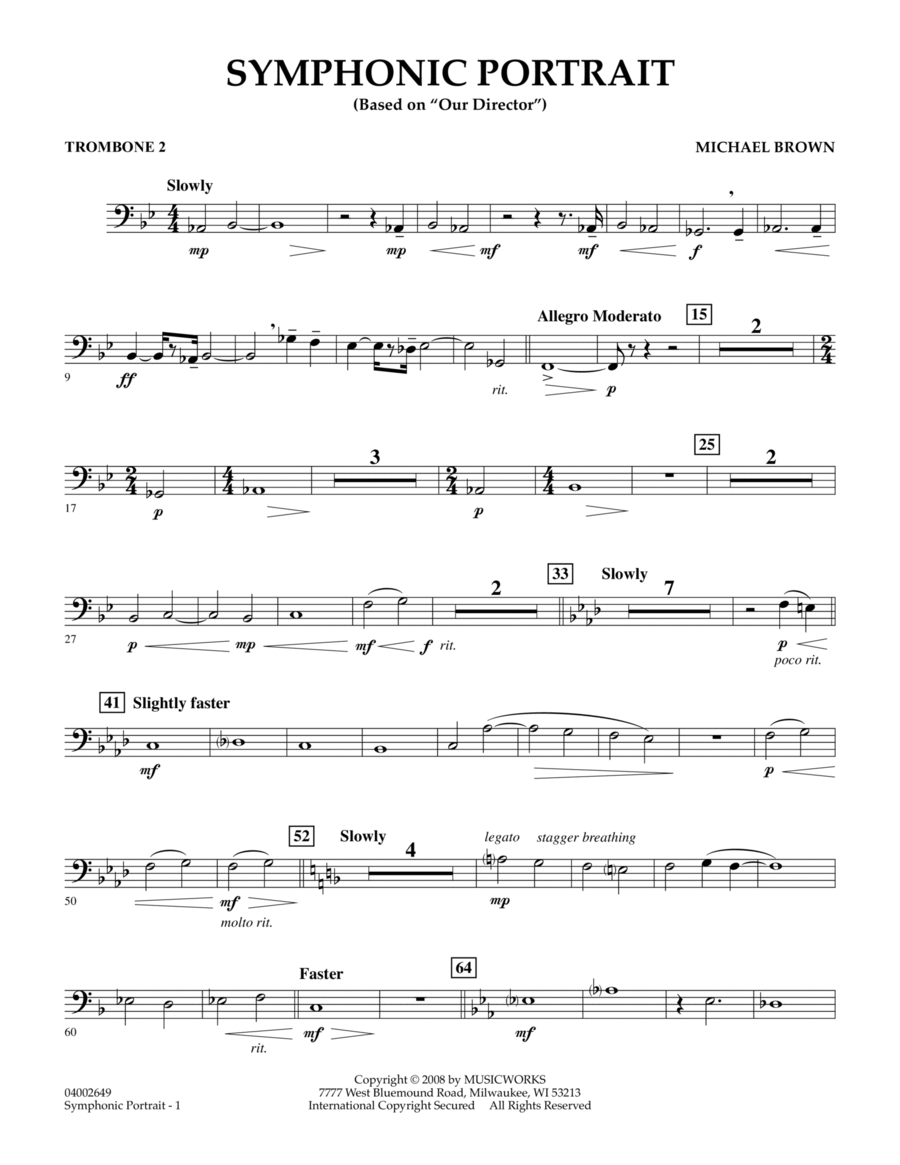 Symphonic Portrait (based on Our Director) - Trombone 2 Trombone scores gallery preview page 1