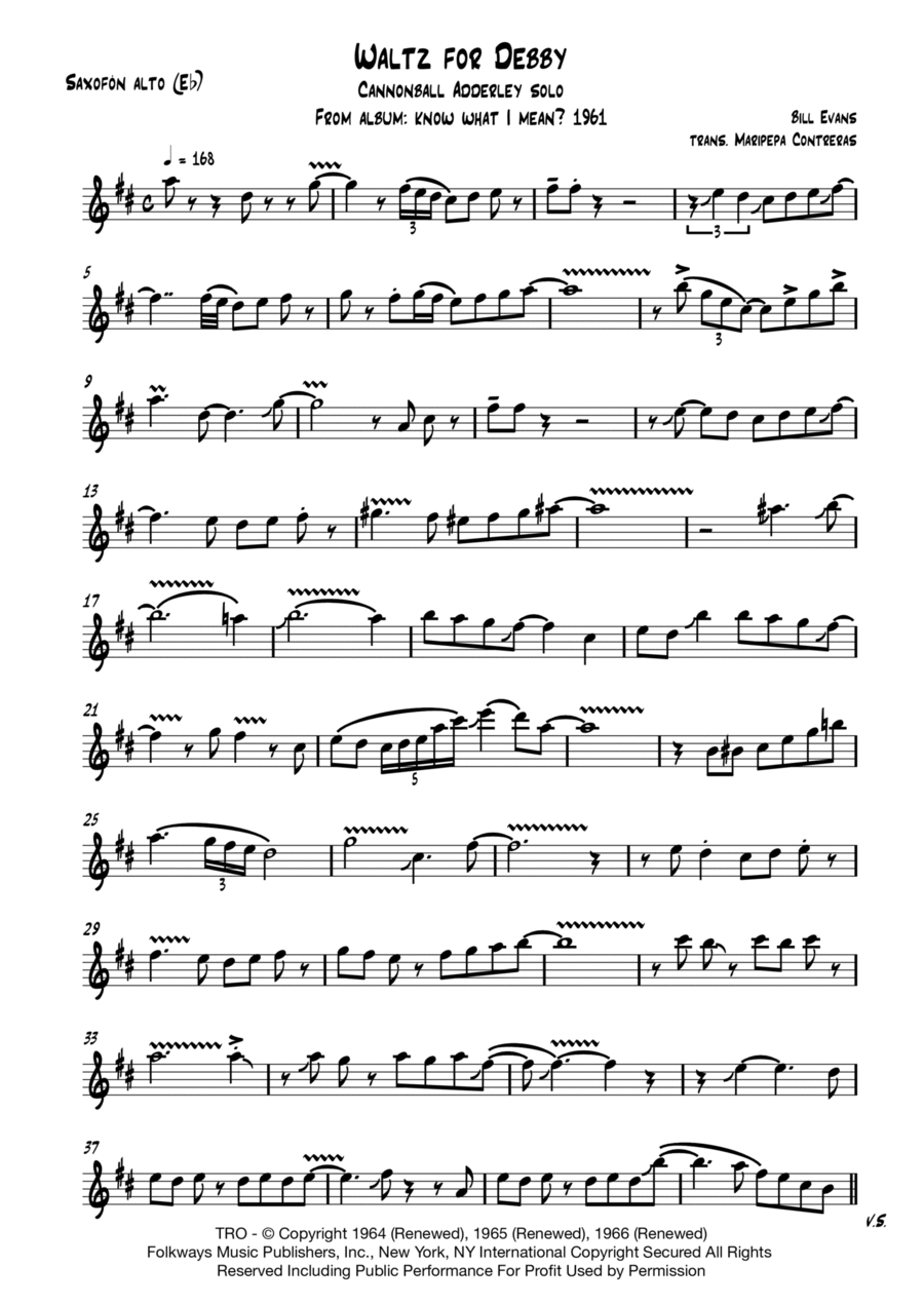 Waltz For Debby Alto Saxophone scores gallery preview page 1