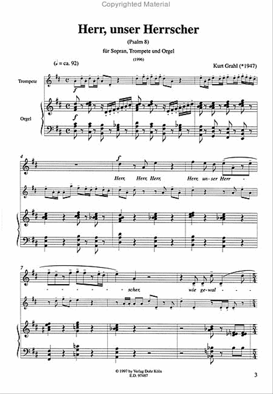 Herr, unser Herrscher (Psalm 8) für Sopran, Trompete und Orgel (1996) Clarinet scores gallery preview page 2