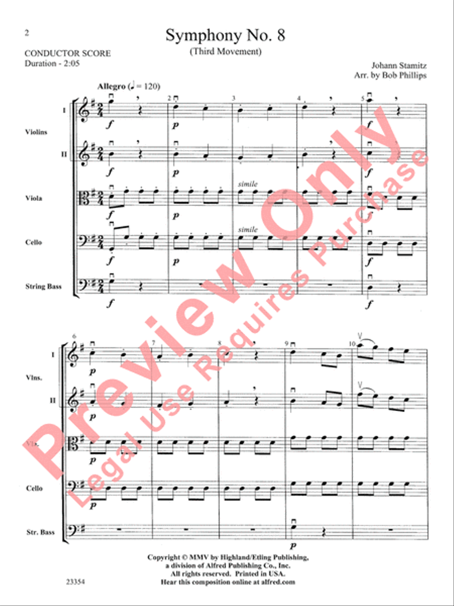 Symphony No. 8 Symphony No. 8 String Orchestra scores gallery preview page 3