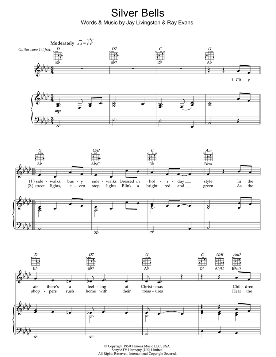 Silver Bells Piano, Vocal, Guitar scores gallery preview page 1