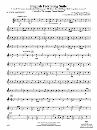 English Folk Song Suite: B-flat Tenor Saxophone