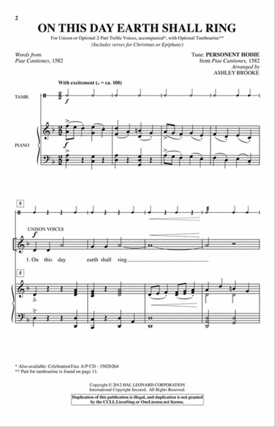On This Day Earth Shall Ring Unison Choir scores gallery preview page 2