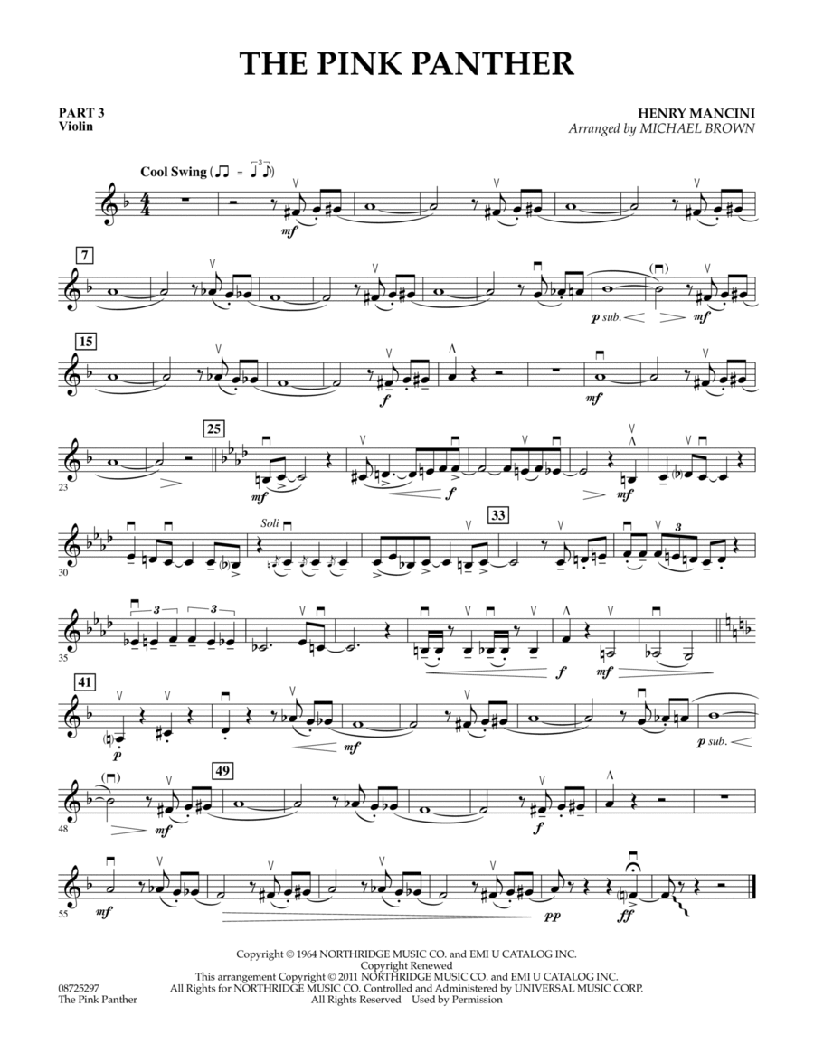 The Pink Panther - Pt.3 - Violin Concert Band scores gallery preview page 1