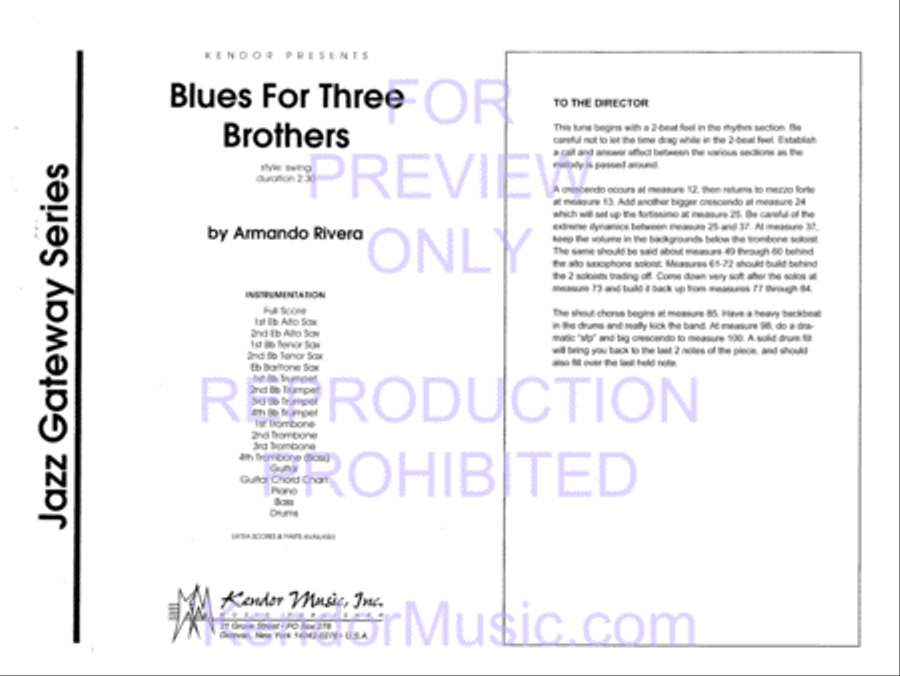Blues For Three Brothers Jazz Ensemble scores gallery preview page 2