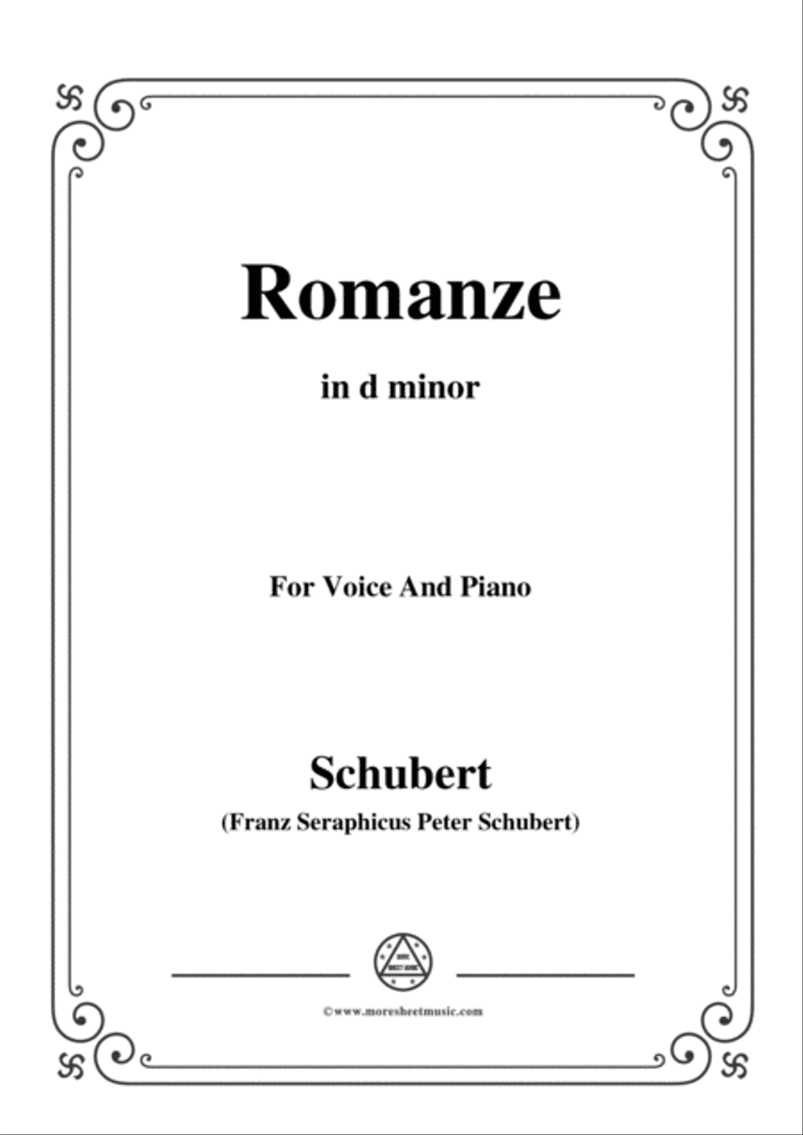 Schubert-Romanze,from'the opera Der haüsliche Krieg',in d minor,for Voice&Piano Voice scores gallery preview page 1