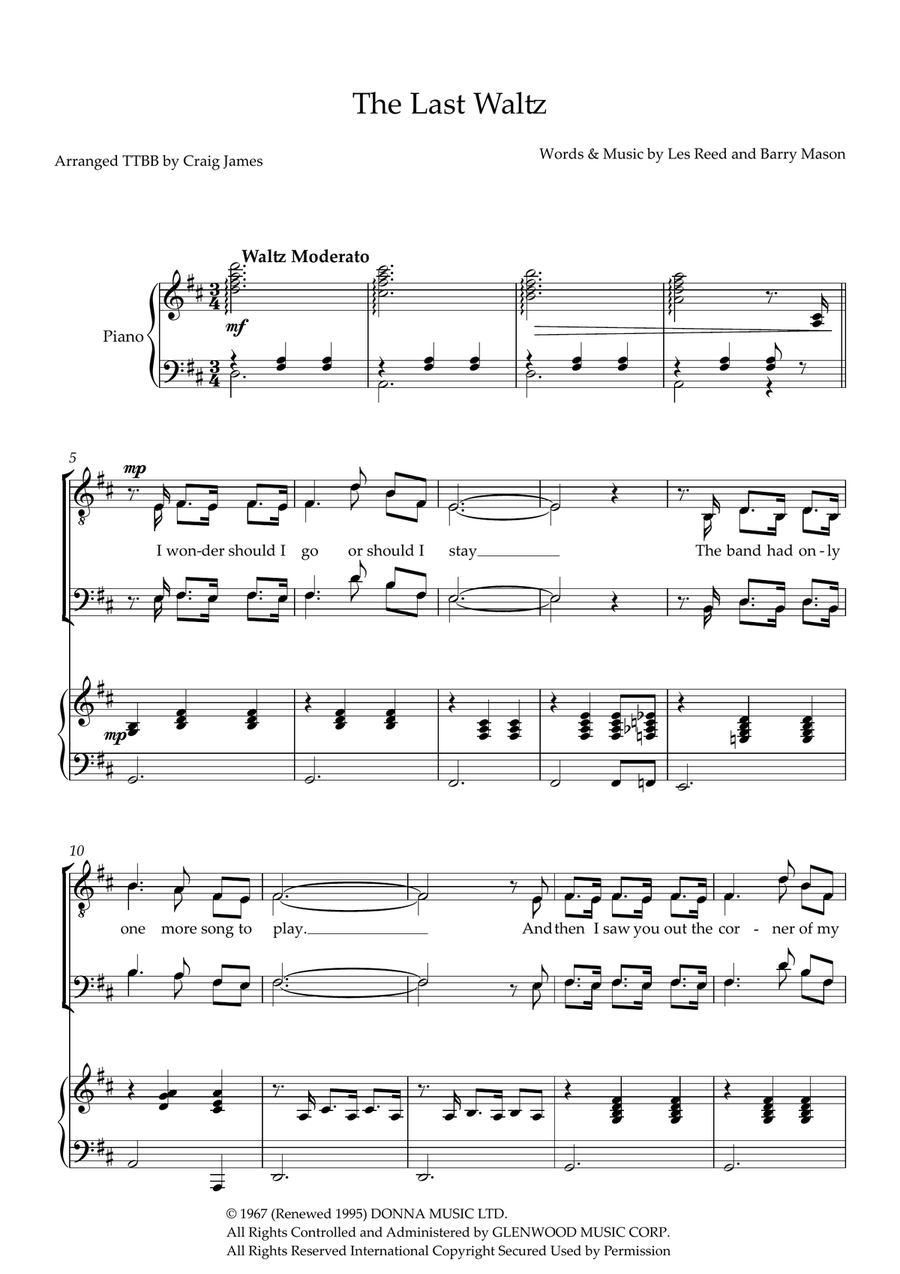 The Last Waltz TTBB scores gallery preview page 1