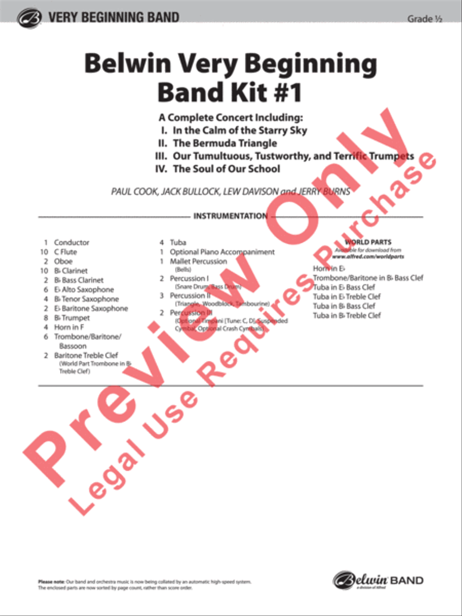 Belwin Very Beginning Band Kit #1 image number null