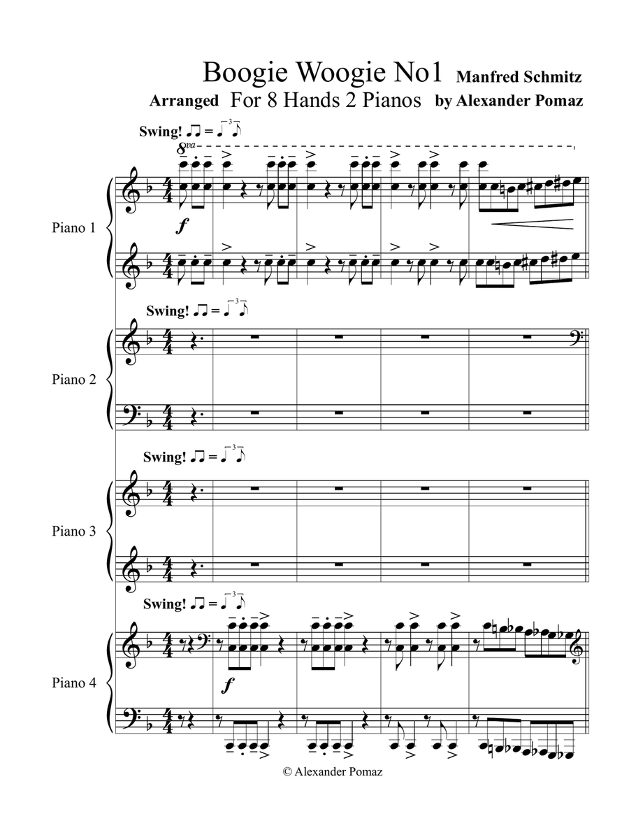 Boogie Woogie No1 Boogie Woogie No1 Piano Duet scores gallery preview page 1
