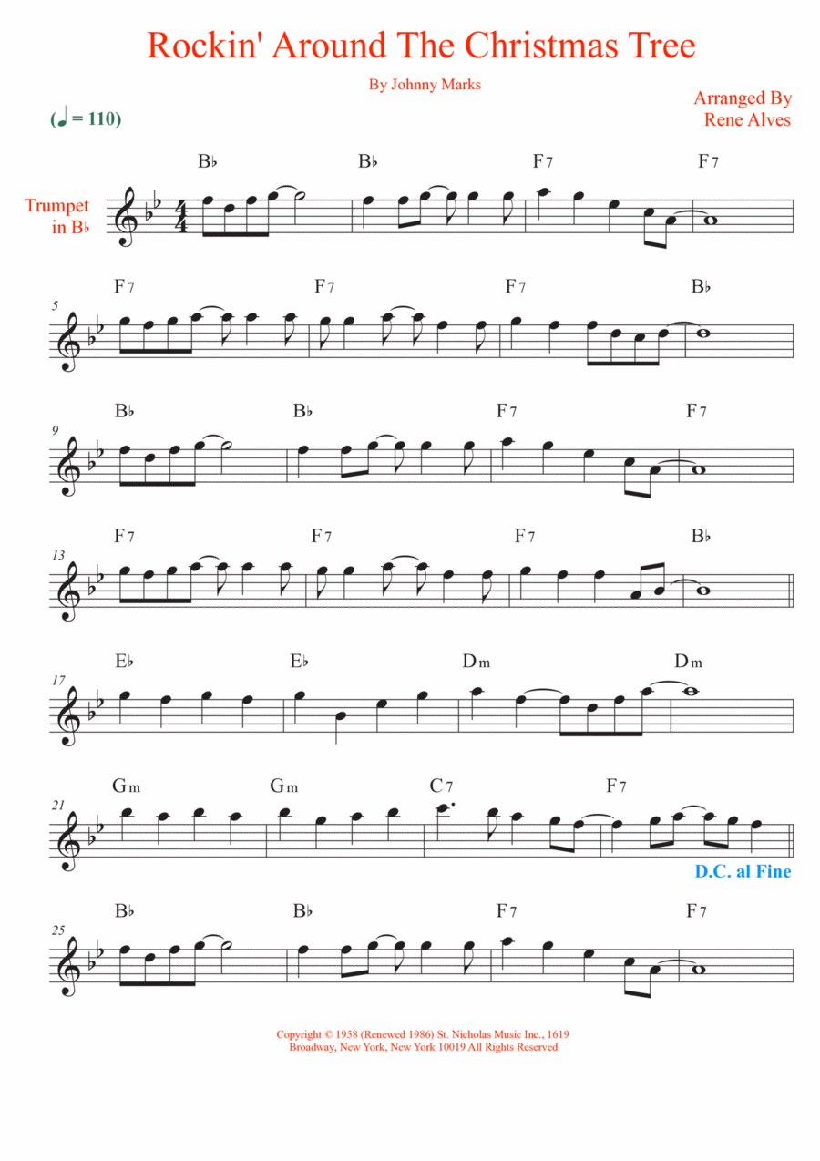Rockin' Around The Christmas Tree B-Flat Trumpet scores gallery preview page 1