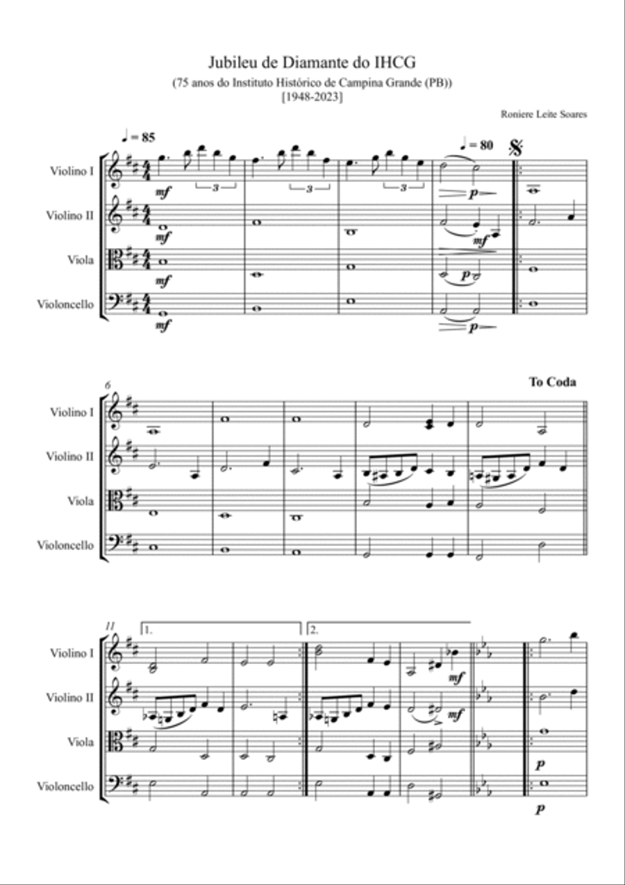 Jubileu de Diamante do IHCG String Quartet scores gallery preview page 3