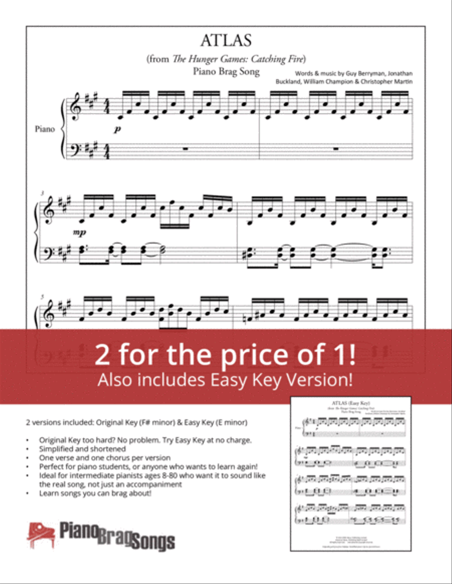 Atlas from THE HUNGER GAMES: CATCHING FIRE Easy Piano scores gallery preview page 1