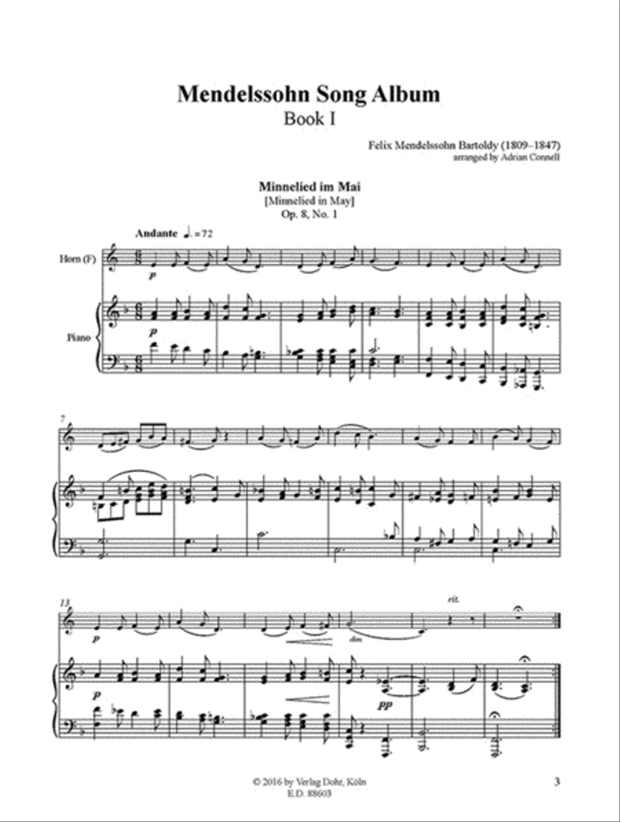 Mendelssohn Song Album I (für Horn und Klavier) Horn scores gallery preview page 2