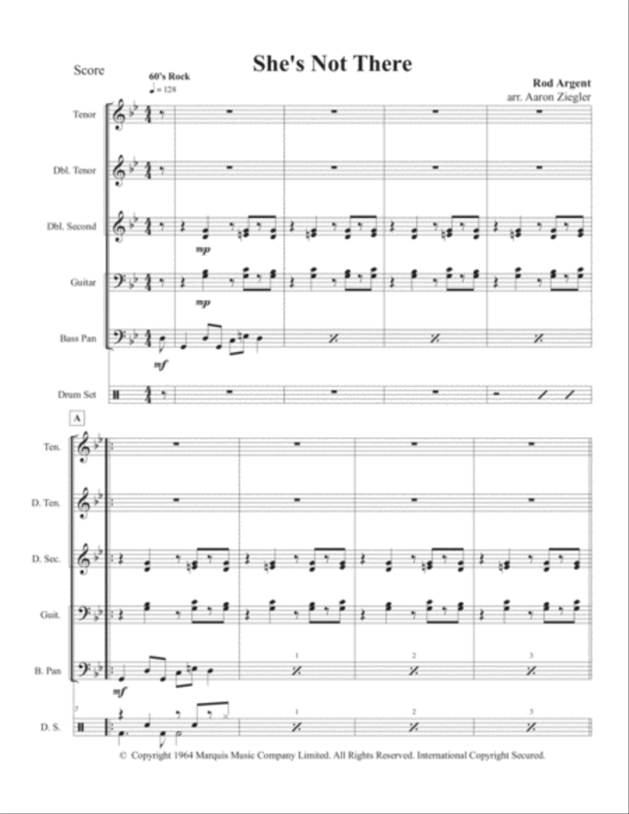 She's Not There Percussion Ensemble scores gallery preview page 1