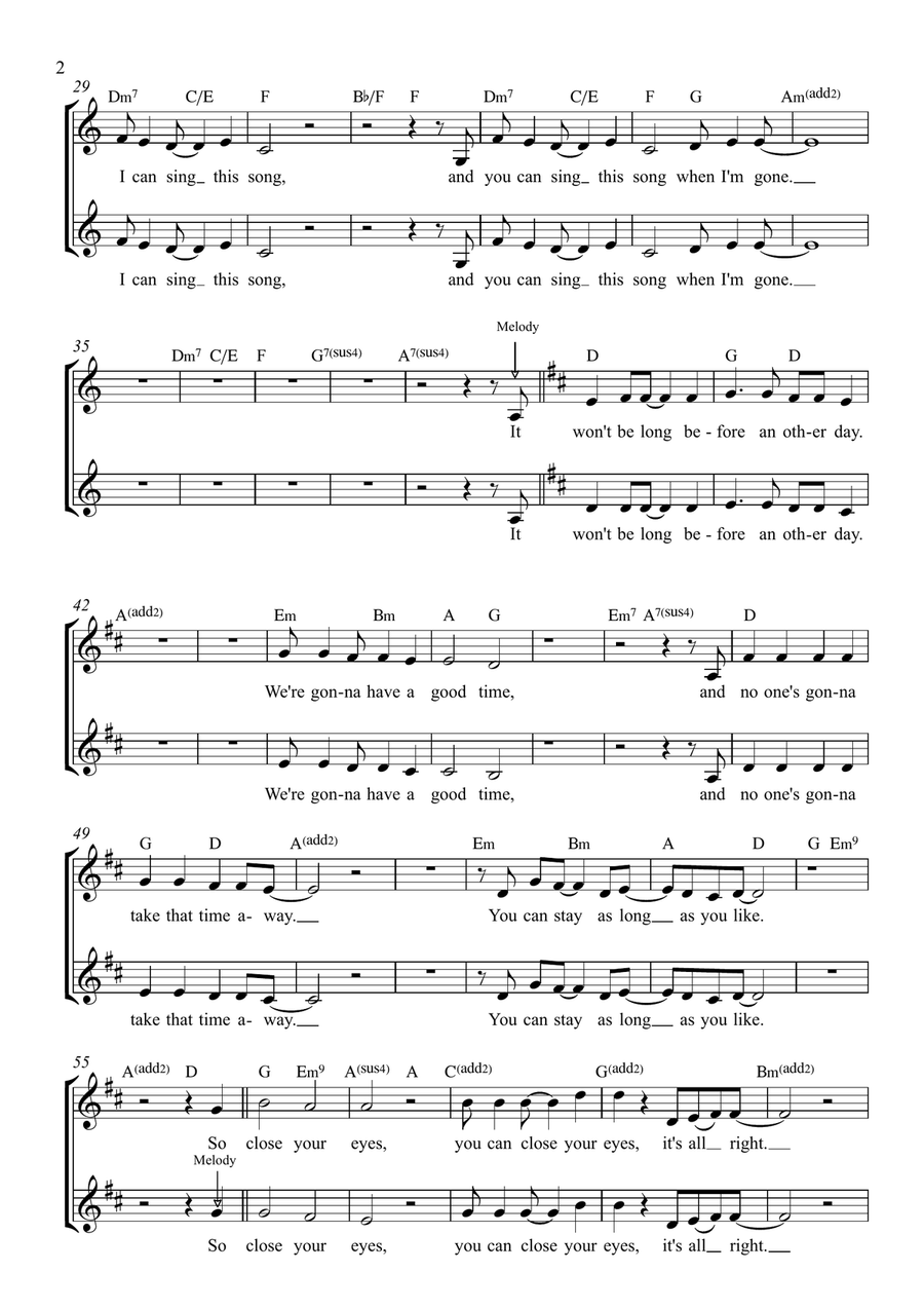 You Can Close Your Eyes 2-Part scores gallery preview page 2