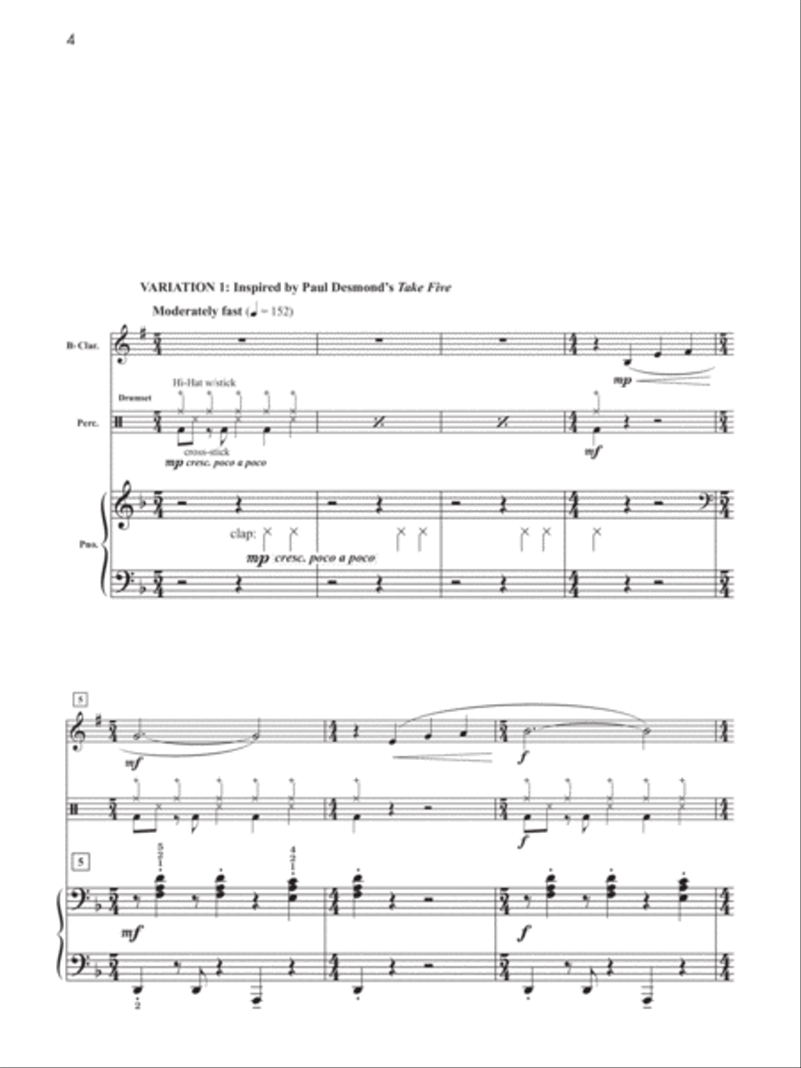 Theme and Variations on Shenandoah Small Ensemble scores gallery preview page 4