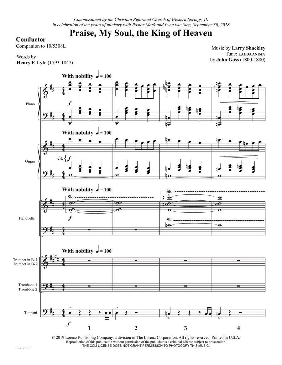 Praise, My Soul, the King of Heaven - Instrumental Ensemble Score and Parts (Dig 3-Octaves scores gallery preview page 3