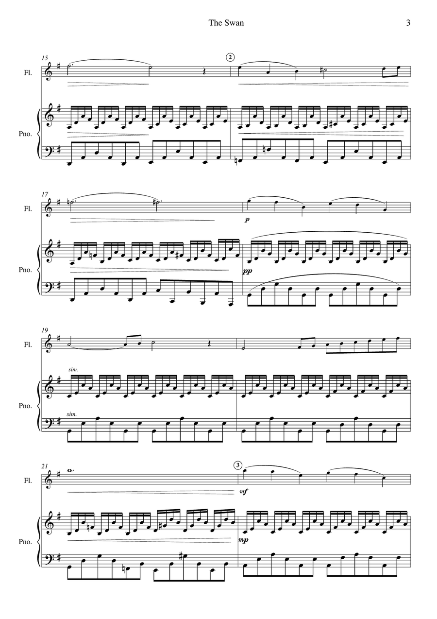 The Swan from Carnival of Animals | Le Cygne from Carnaval des Animaux Flute Solo scores gallery preview page 3