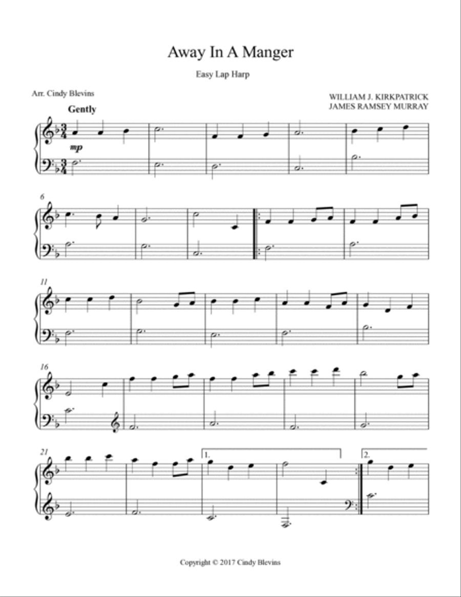 Away In a Manger, for Easy Lap Harp Lap Harp scores gallery preview page 2