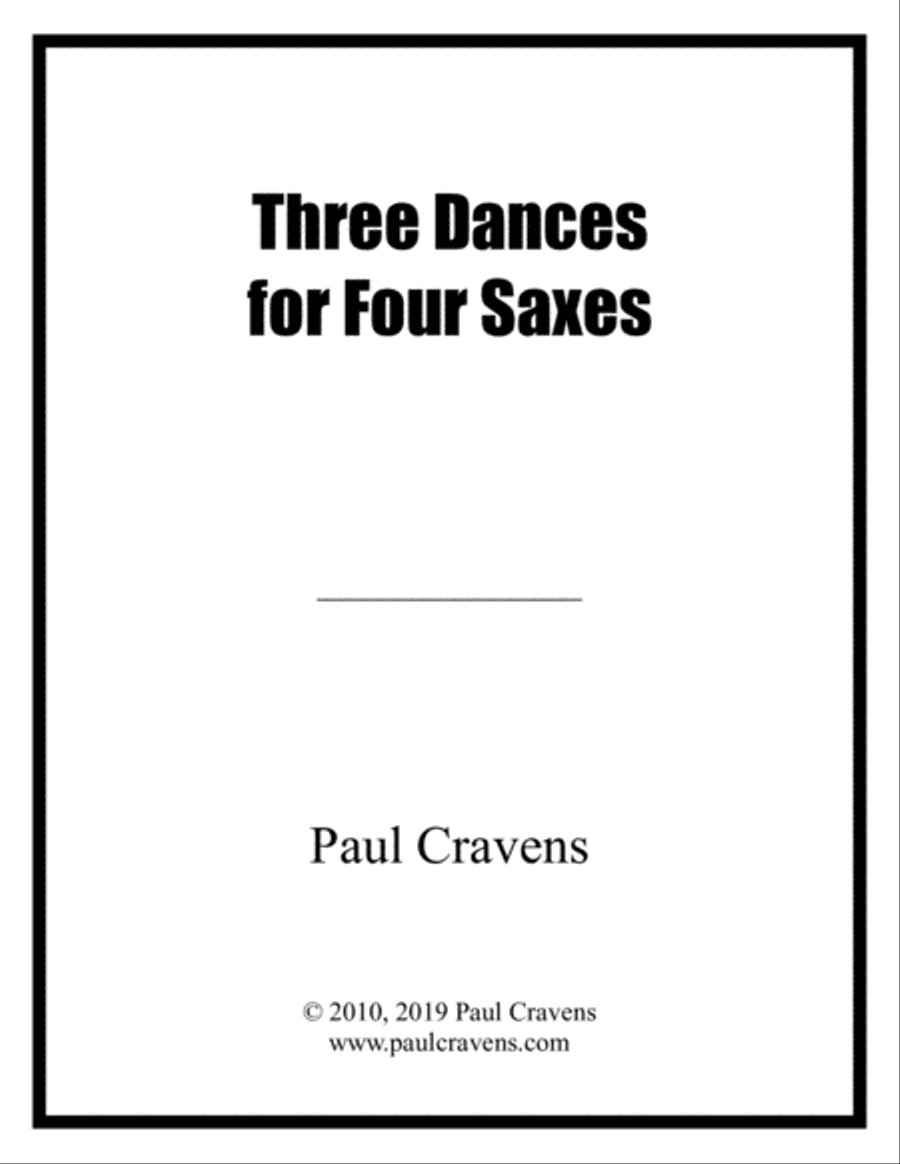 Three Dances for Four Saxes Saxophone Quartet scores gallery preview page 1