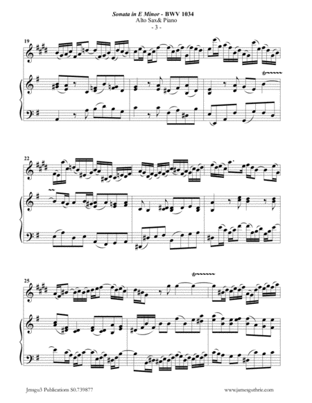 BACH: Sonata in E Minor BWV 1034 for Alto Sax & Piano image number null