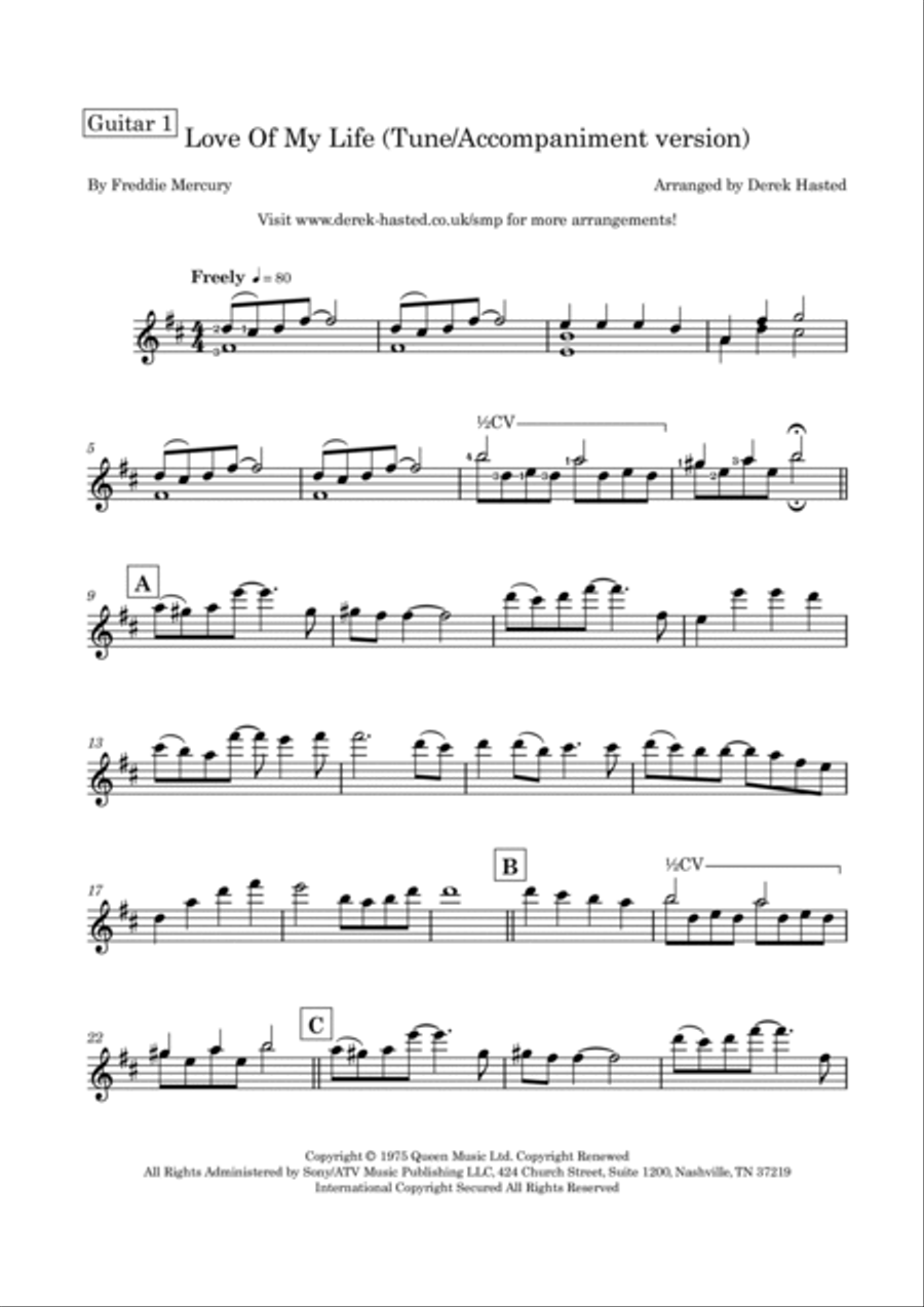 Love Of My Life Classical Guitar scores gallery preview page 4