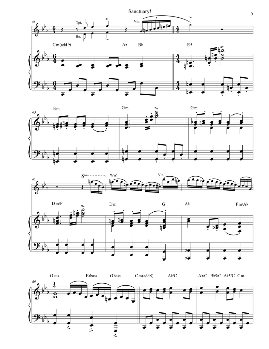 Sanctuary! Piano Solo scores gallery preview page 5