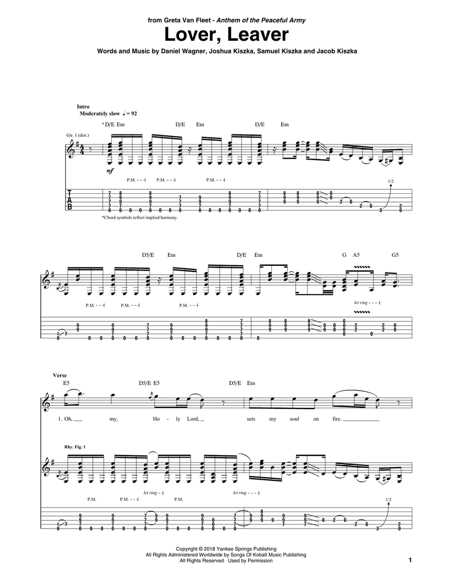 Lover, Leaver Acoustic Guitar scores gallery preview page 1