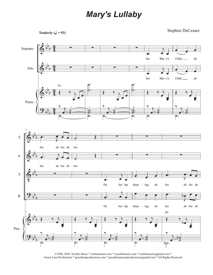 Mary's Lullaby (SATB)