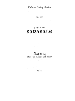 Book cover for Sarasate: Navarra, Op. 33