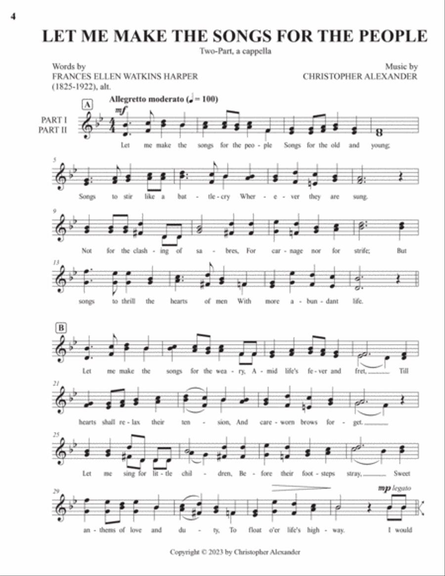 Let Me Make the Songs for the People A Cappella scores gallery preview page 4