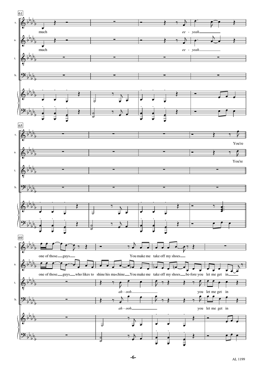 That Don't Impress Me Much 4-Part scores gallery preview page 6