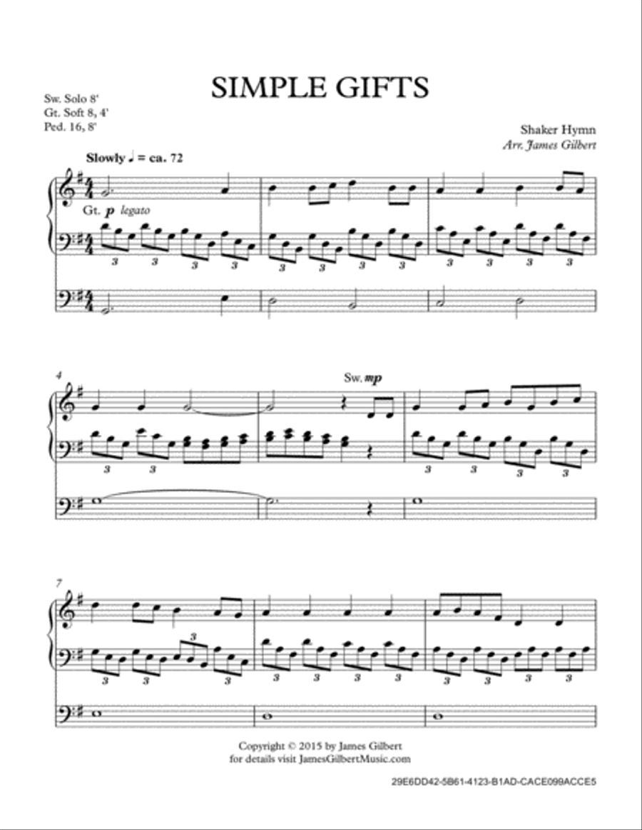 Simple Gifts Simple Gifts Organ Solo scores gallery preview page 2