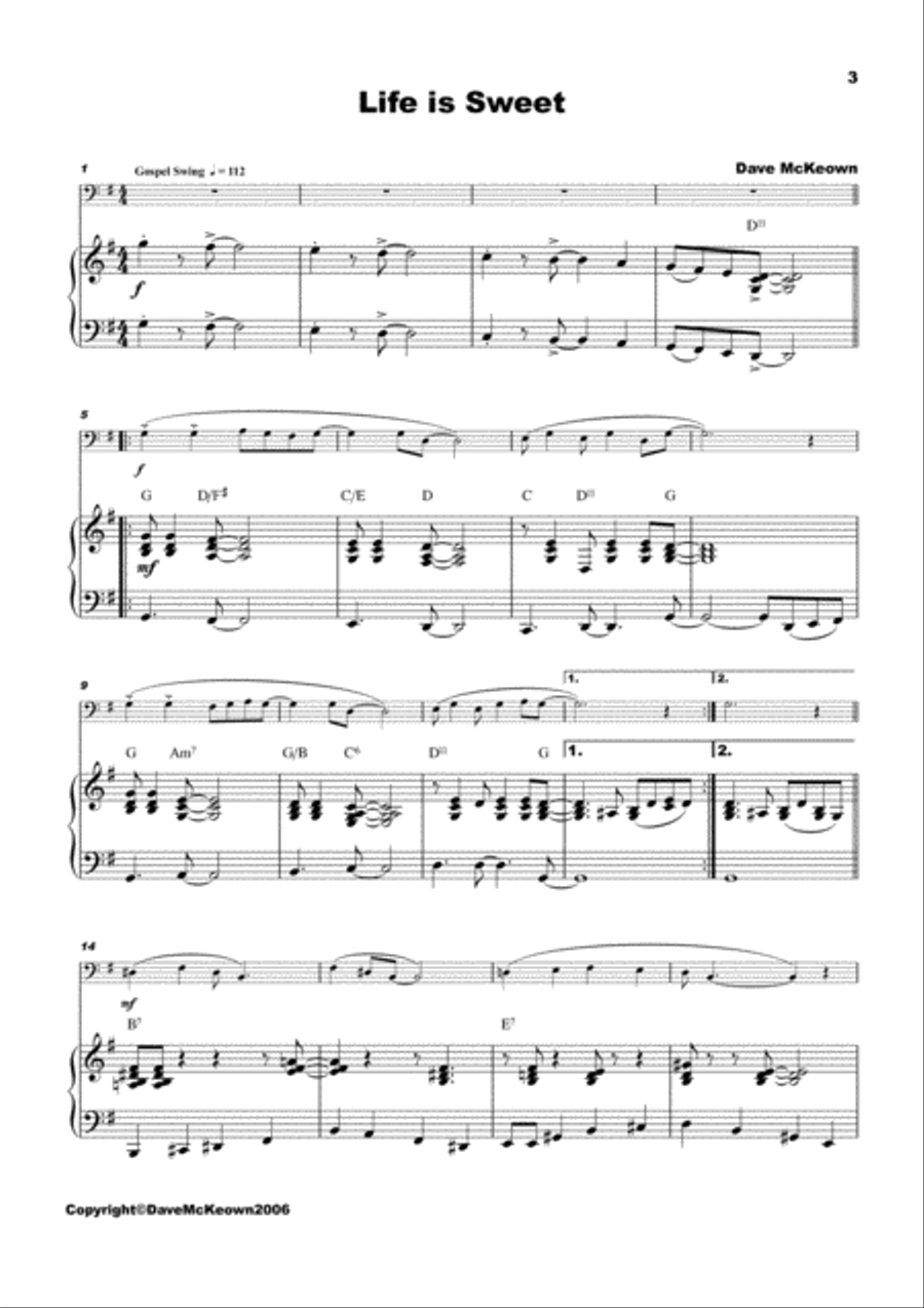 5 Easy Jazz Solos for Cello and Piano Piano scores gallery preview page 3