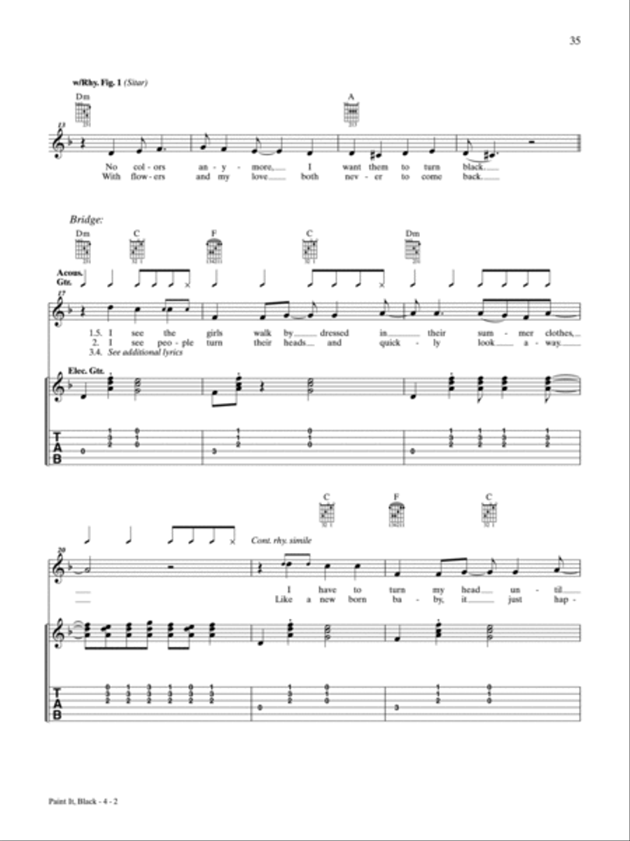 Paint It, Black Guitar Tablature scores gallery preview page 2