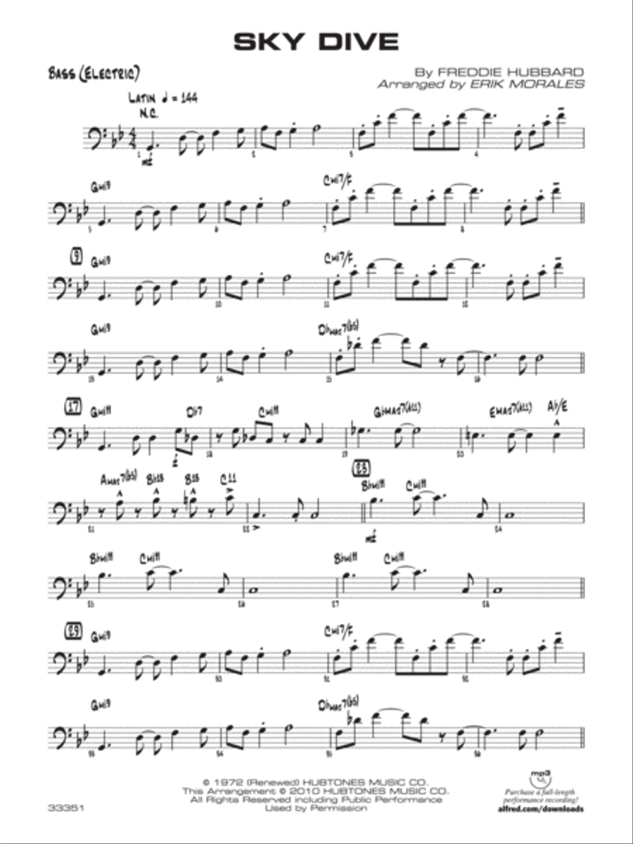 Sky Dive: Electric Bass Jazz Ensemble scores gallery preview page 1
