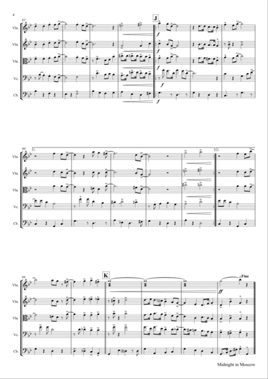 Midnight In Moscow String Quintet scores gallery preview page 4
