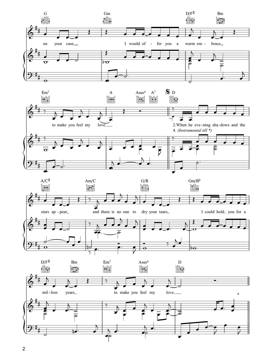 To Make You Feel My Love Piano, Vocal, Guitar scores gallery preview page 2