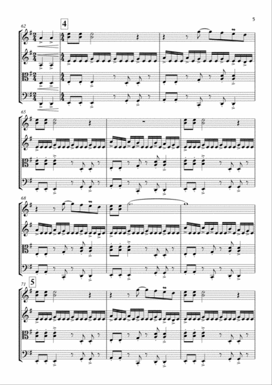 Rock You Like A Hurricane String Quartet scores gallery preview page 6