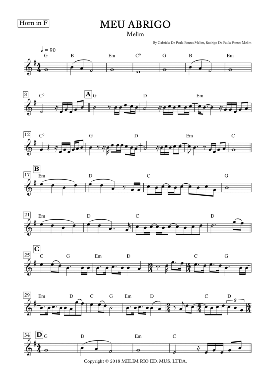 Meu Abrigo English Horn scores gallery preview page 1