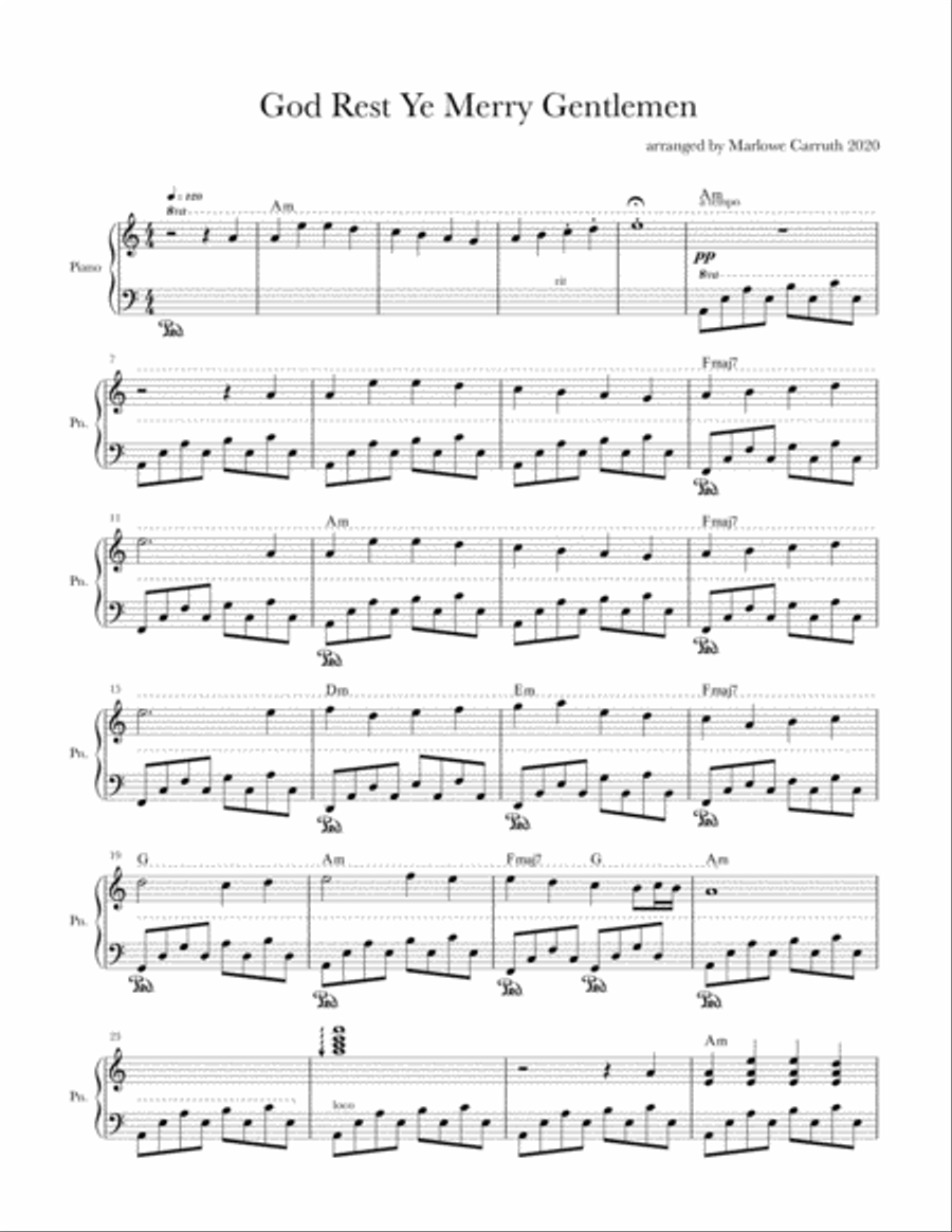 God Rest Ye Merry Gentlemen Piano Solo scores gallery preview page 1