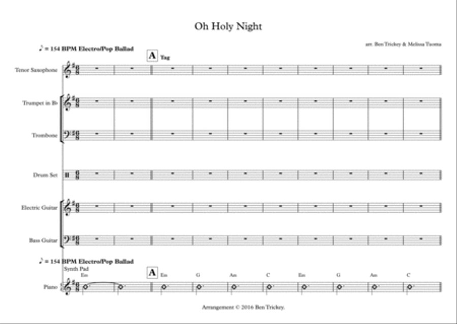 Oh Holy Night Contemporary Arrangement Piano, Vocal, Guitar scores gallery preview page 1