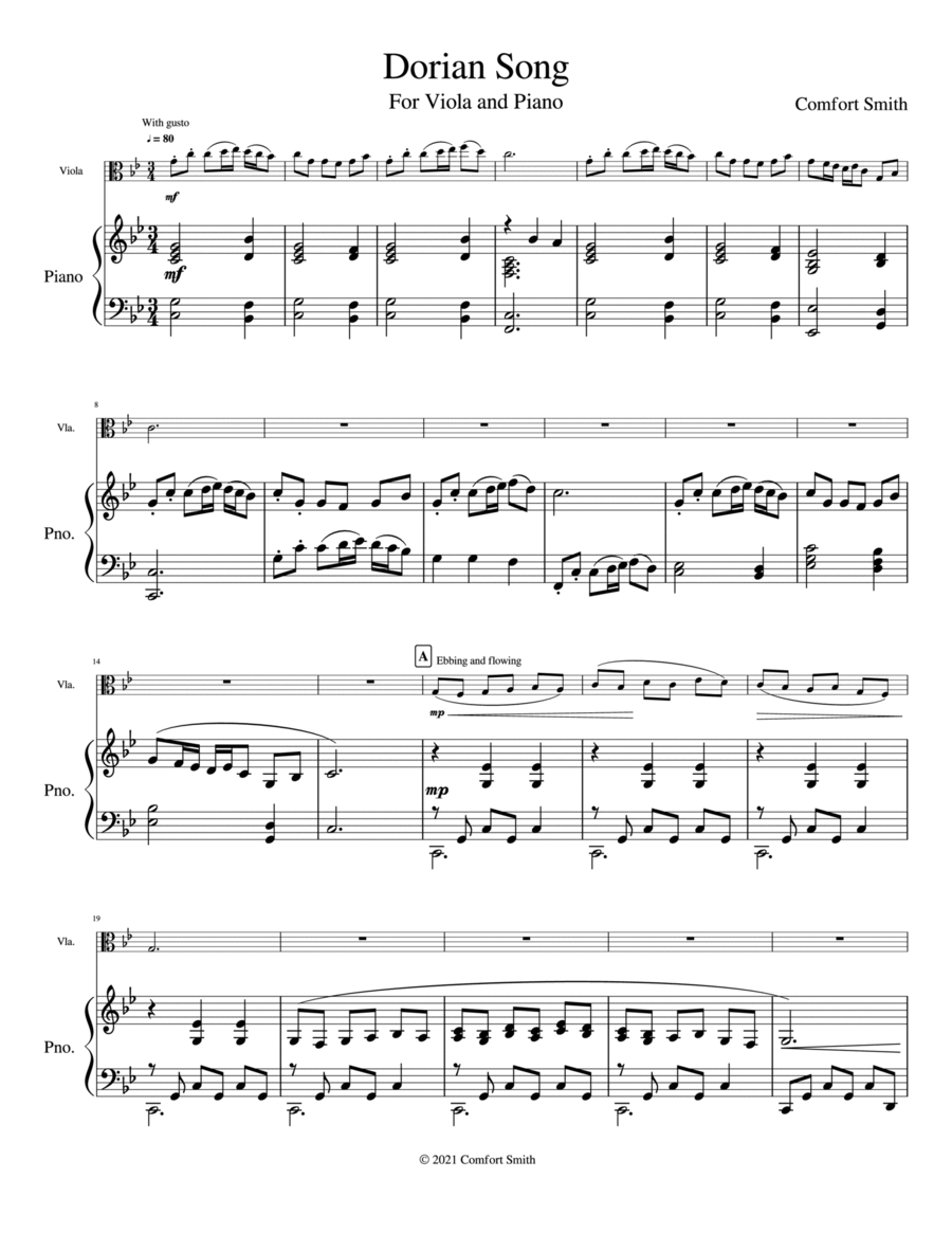 Dorian Song - for Viola and Piano image number null