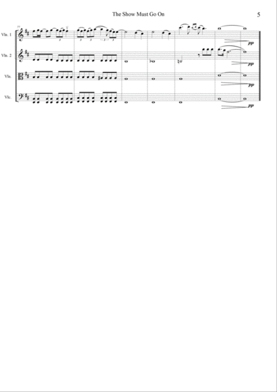 The Show Must Go On String Quartet scores gallery preview page 5