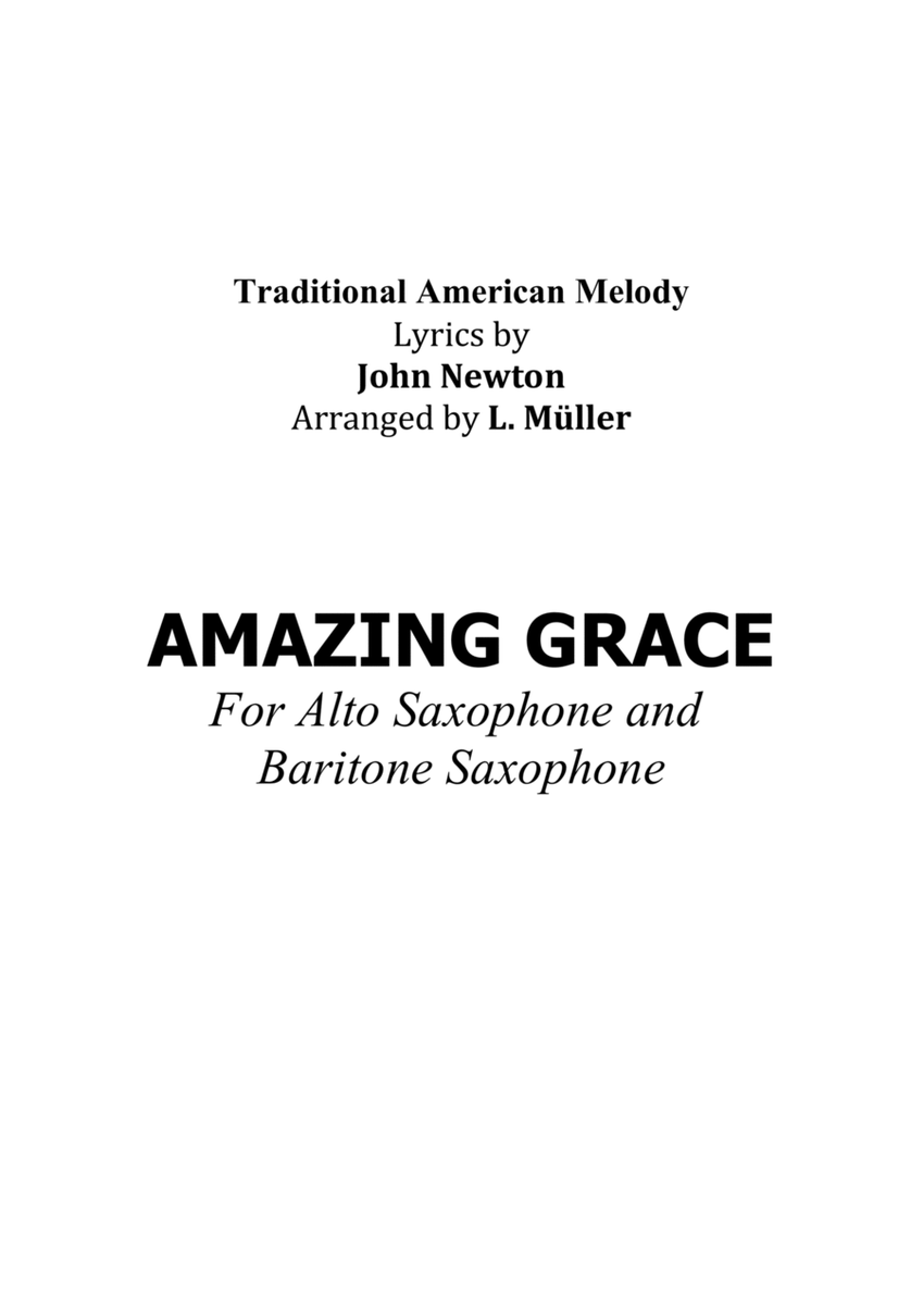 Amazing Grace - For Alto Saxophone and Baritone Saxophone - With Chords image number null