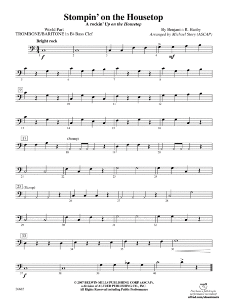Stompin' on the Housetop: (World Part) 1st B-flat Trombone B.C. Concert Band scores gallery preview page 1