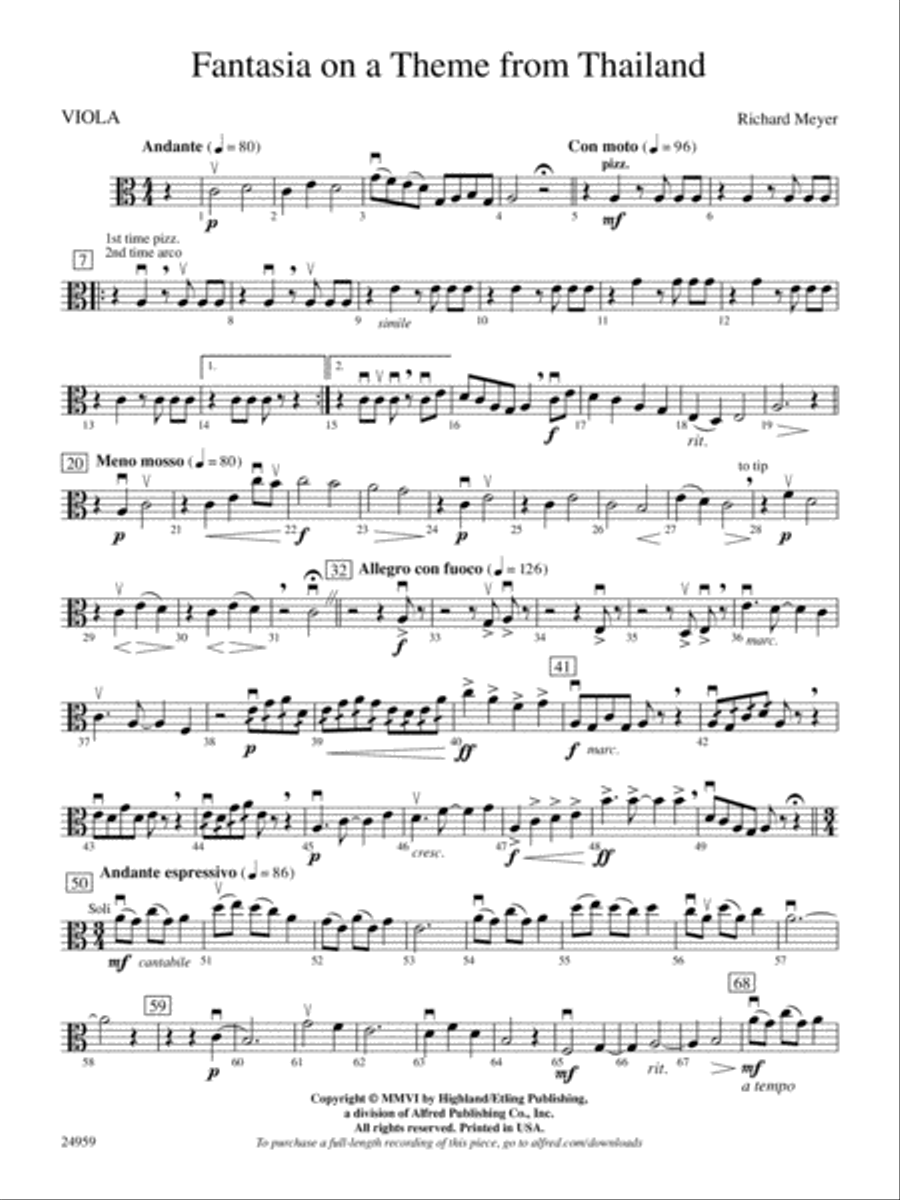 Fantasia on a Theme from Thailand: Viola String Orchestra scores gallery preview page 1