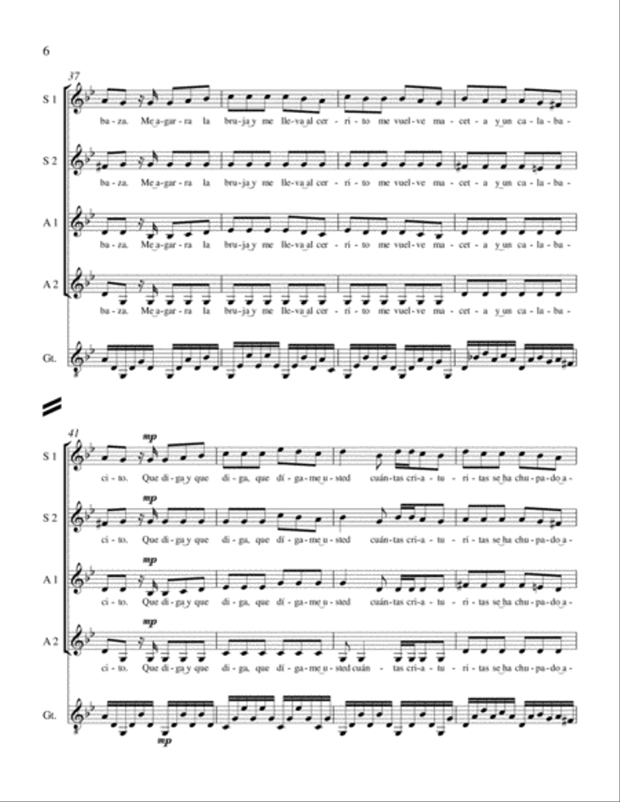 Three Mexican Folk Songs: 2. La Bruja SSAA scores gallery preview page 6